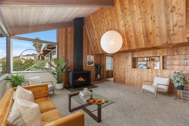 Fireplace, Interior, Living room, Pendant Lights, Wooden Beams, Wooden Ceilings, Wooden Walls