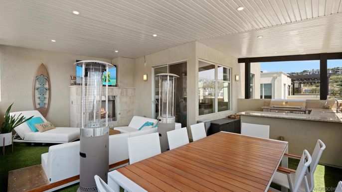 Dining room, Exterior, Fireplace, Interior, Recessed Lighting
