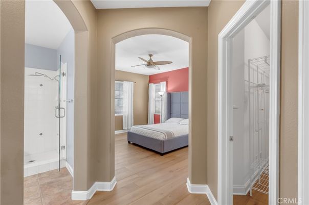 Bathroom, Bedroom, Glass Shower, Interior, Wood Texture Flooring