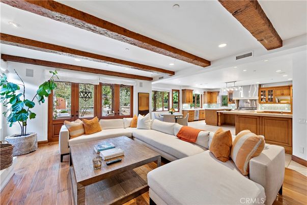 Dining room, Interior, Kitchen, Living room, Pendant Lights, Recessed Lighting, Wooden Beams, Wood Texture Flooring