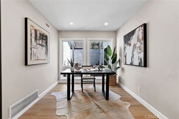 Home Office, Interior, Recessed Lighting, Wood Texture Flooring