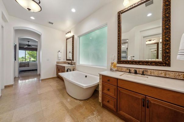Bathroom, Dual Sink Vanities, Free Standing Baths, Interior, Recessed Lighting