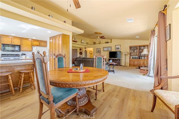Dining room, Interior, Kitchen, Recessed Lighting, Wood Texture Flooring