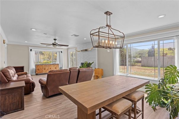 Chandelier, Dining room, Interior, Living room, Recessed Lighting, Wood Texture Flooring