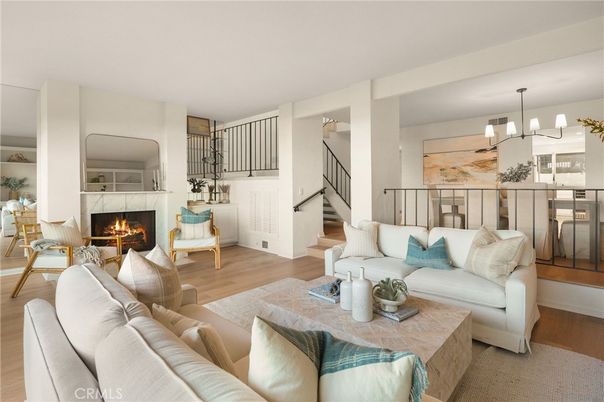 Chandelier, Fireplace, Interior, Living room, Pendant Lights, Wood Texture Flooring