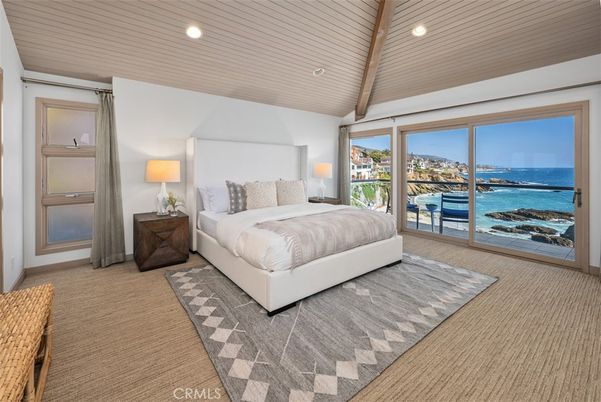 Bedroom, Interior, Recessed Lighting, Water, Wooden Ceilings