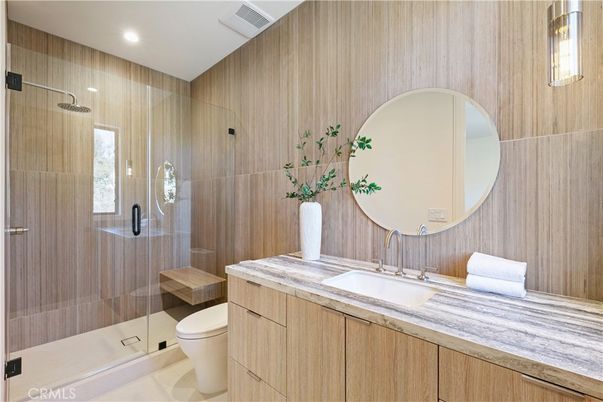 Bathroom, Glass Shower, Interior, Recessed Lighting