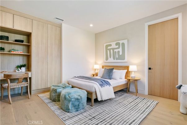 Bedroom, Home Office, Interior, Recessed Lighting, Wood Texture Flooring