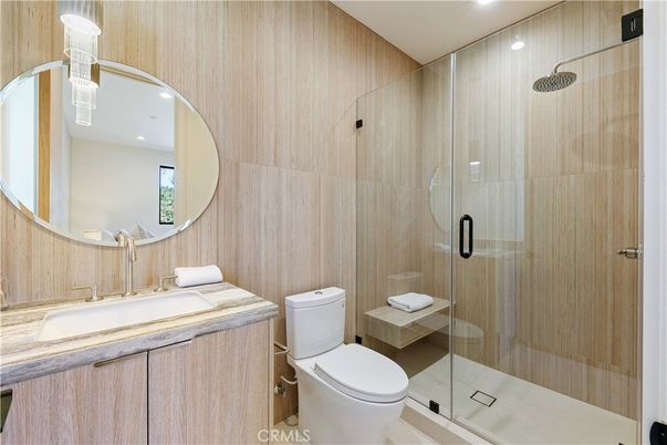 Bathroom, Glass Shower, Interior, Recessed Lighting