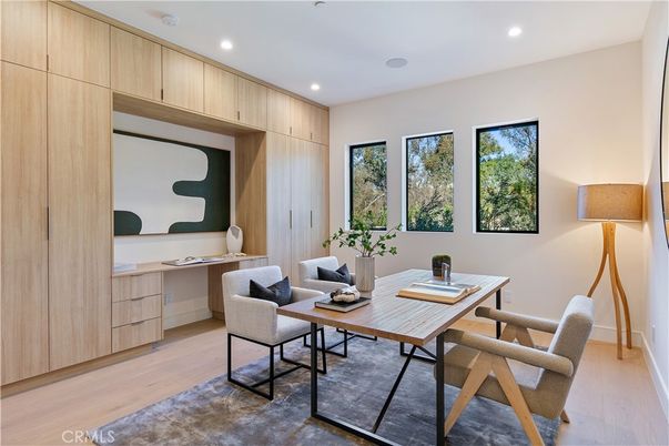 Home Office, Interior, Recessed Lighting, Wood Texture Flooring