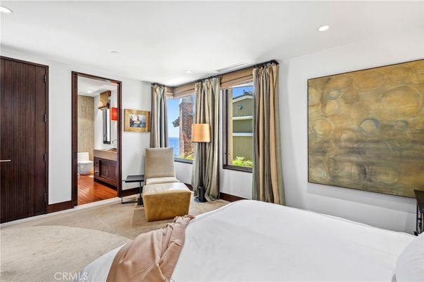 Bedroom, Interior, Recessed Lighting, Water, Wood Texture Flooring