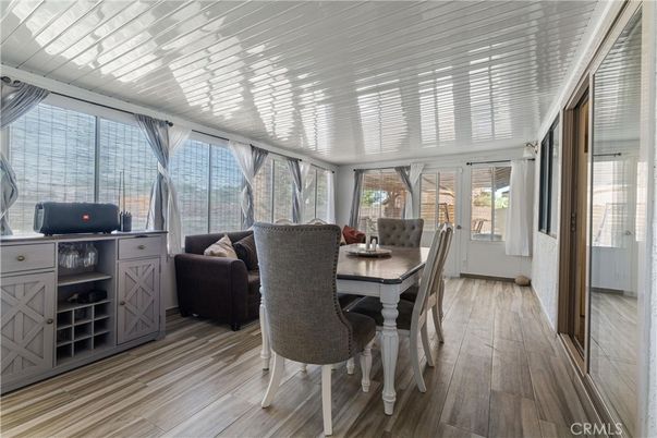 Dining room, Interior, Sun Room, Wood Texture Flooring