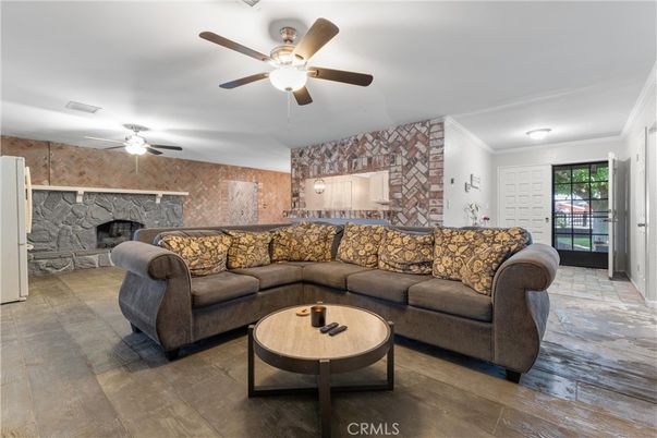 Fireplace, Interior, Living room, Stone Walls, Wood Texture Flooring