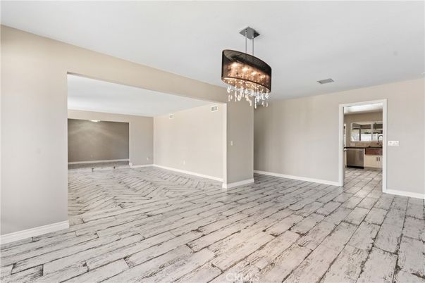 Empty room, Fireplace, Interior, Recessed Lighting, Wood Texture Flooring