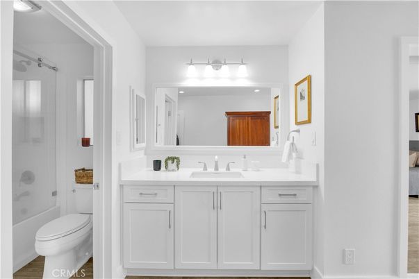 Bathroom, Dual Sink Vanities, Interior, Wood Texture Flooring
