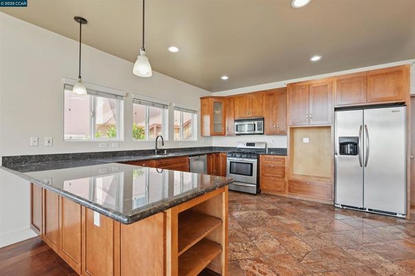 Interior, Kitchen, Pendant Lights, Recessed Lighting, Stainless Steel Appliances