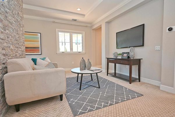 Interior, Living room, Recessed Lighting, Stone Walls