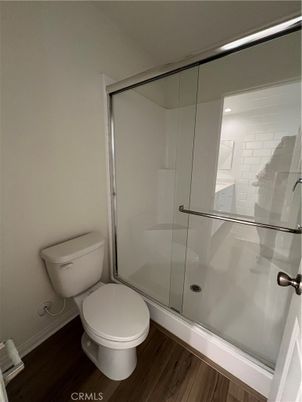 Bathroom, Glass Shower, Interior, Wood Texture Flooring