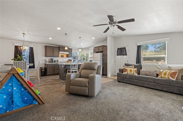 Interior, Kitchen, Living room, Pendant Lights, Recessed Lighting, Wood Texture Flooring