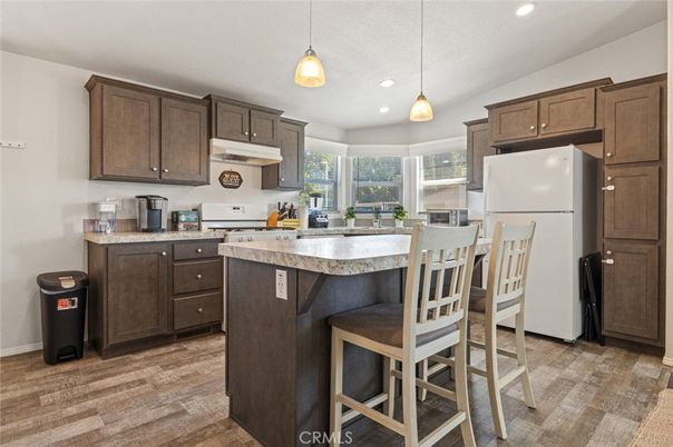 Interior, Kitchen, Pendant Lights, Recessed Lighting, Wood Texture Flooring