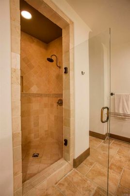 Bathroom, Glass Shower, Interior, Recessed Lighting
