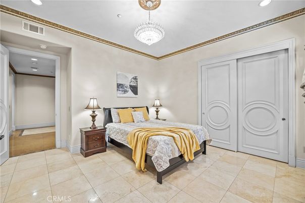 Bedroom, Chandelier, Interior, Recessed Lighting