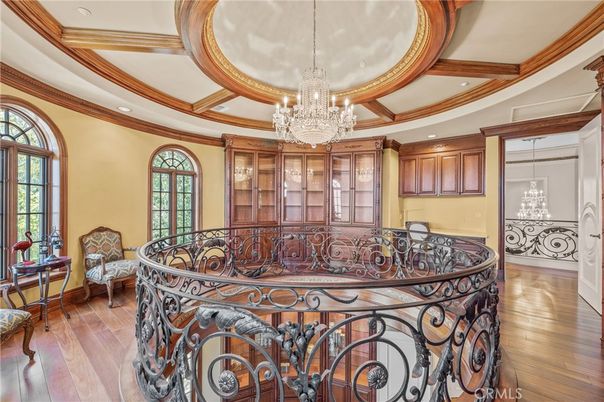 Chandelier, Interior, Recessed Lighting, Wooden Beams, Wood Texture Flooring