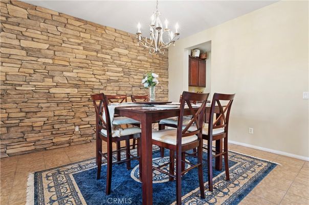 Chandelier, Dining room, Interior, Stone Walls
