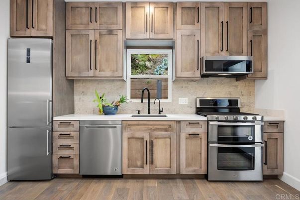Interior, Kitchen, Stainless Steel Appliances, Wood Texture Flooring