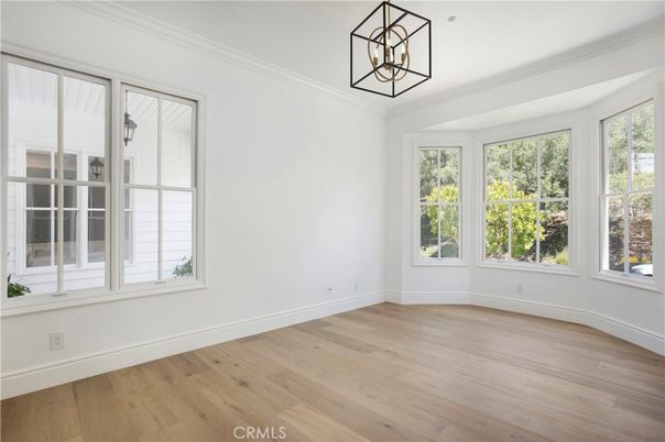 Empty room, Interior, Pendant Lights, Wood Texture Flooring