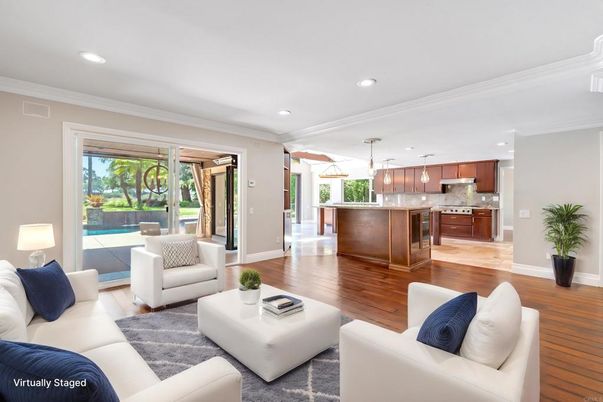 Interior, Kitchen, Living room, Pendant Lights, Recessed Lighting, Wood Texture Flooring