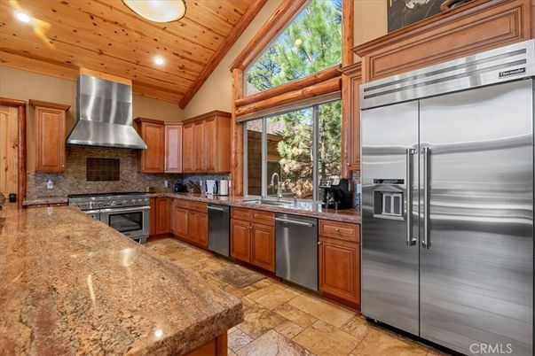 Interior, Kitchen, Recessed Lighting, Stainless Steel Appliances, Wooden Ceilings