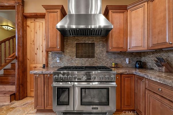 Interior, Kitchen, Stainless Steel Appliances, Stone Walls