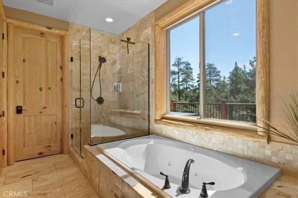 Bathroom, Glass Shower, Interior, Recessed Lighting, Wood Texture Flooring