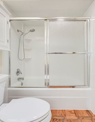 Bathroom, Glass Shower, Interior, Wood Texture Flooring