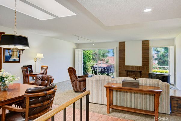 Dining room, Fireplace, Interior, Living room, Recessed Lighting