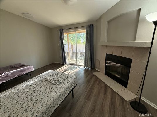 Bedroom, Fireplace, Interior, Wood Texture Flooring
