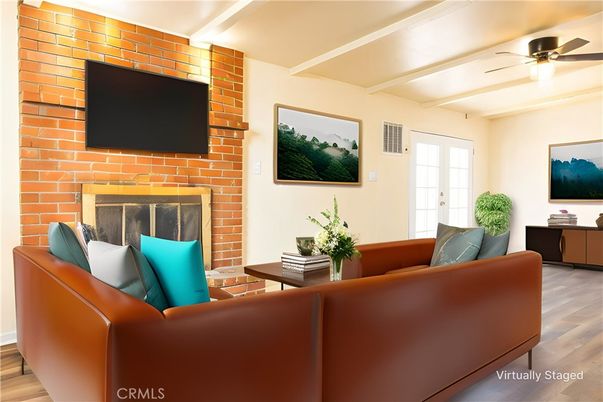 Fireplace, Interior, Living room, Stone Walls, Wood Texture Flooring
