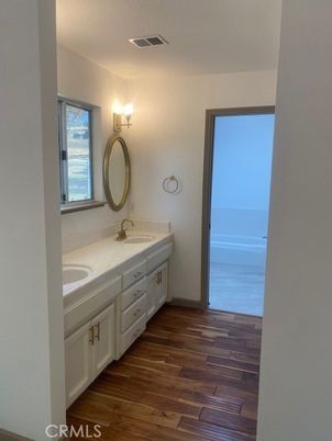 Bathroom, Dual Sink Vanities, Interior, Wood Texture Flooring