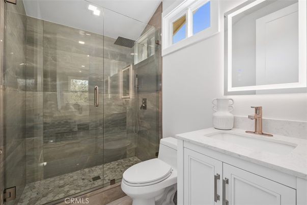 Bathroom, Glass Shower, Interior, Recessed Lighting