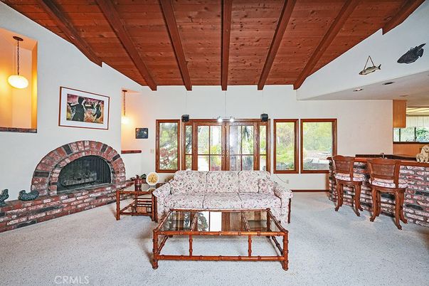 Fireplace, Interior, Living room, Pendant Lights, Wooden Beams, Wooden Ceilings