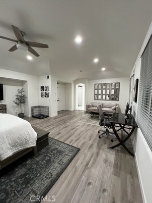 Bedroom, Home Office, Interior, Recessed Lighting, Wood Texture Flooring
