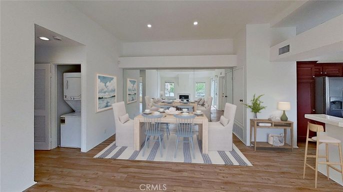 Dining room, Interior, Kitchen, Recessed Lighting, Wood Texture Flooring