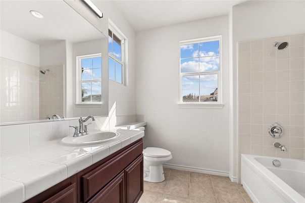 Bathroom, Interior, Recessed Lighting, Tile Countertops