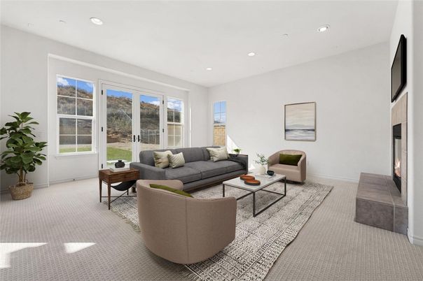 Fireplace, Interior, Living room, Recessed Lighting