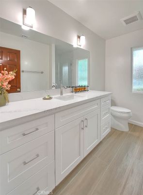 Bathroom, Dual Sink Vanities, Interior, Wood Texture Flooring