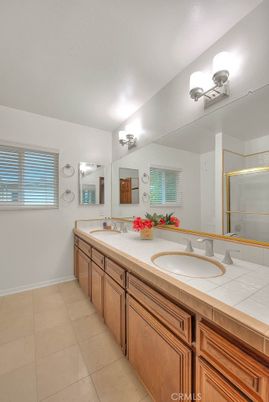 Bathroom, Dual Sink Vanities, Glass Shower, Interior, Tile Countertops