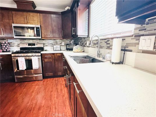 Interior, Kitchen, Stainless Steel Appliances, Wood Texture Flooring