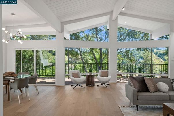 Dining room, Interior, Living room, Pendant Lights, Wood Texture Flooring