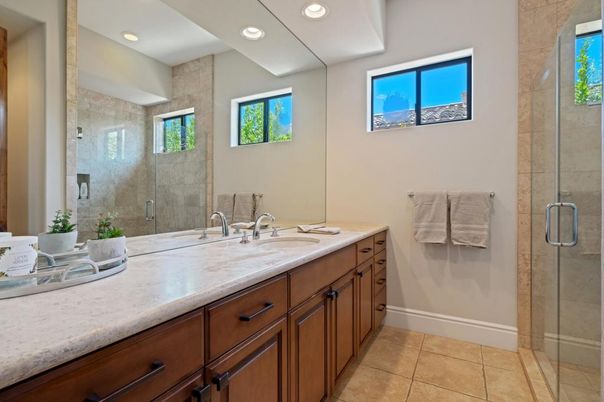 Bathroom, Dual Sink Vanities, Glass Shower, Interior, Recessed Lighting